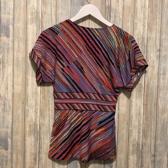 BCBG Max Y2K Bright Multi Color V neck Blouse | Size XS - Picture 6 of 9